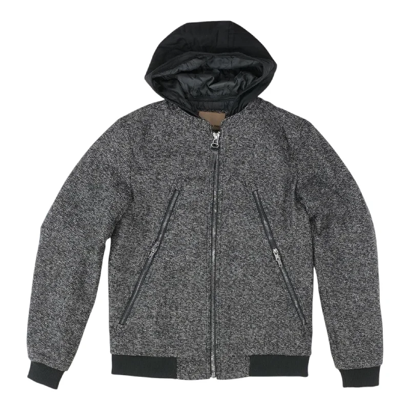 Gray Graphic Bomber Coat