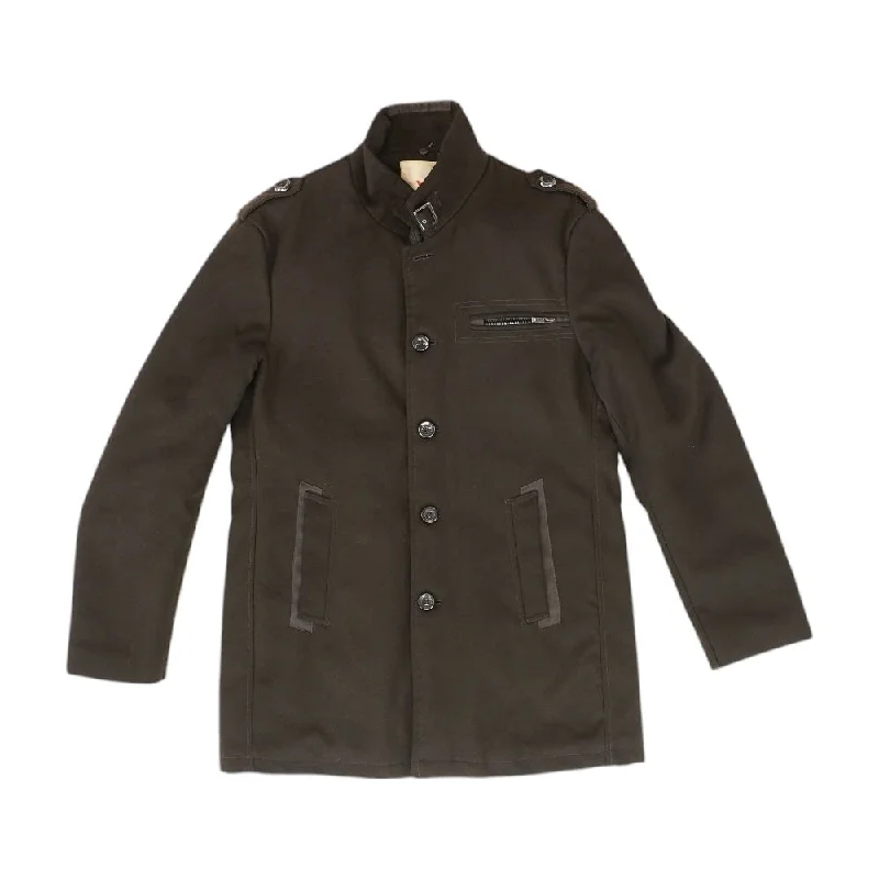 Brown Solid Topcoat Coat