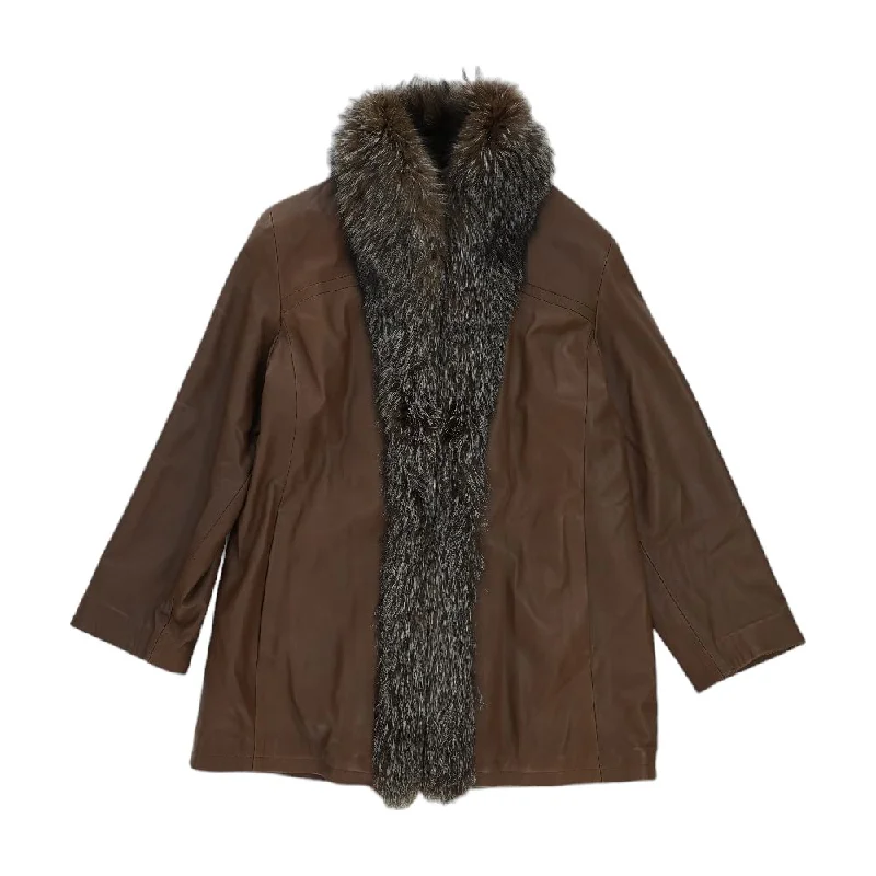 Brown Solid Fur Coat