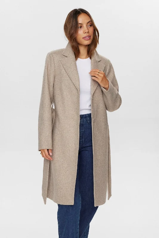 NUKIMBERLY LONG COAT - Sesame Melange