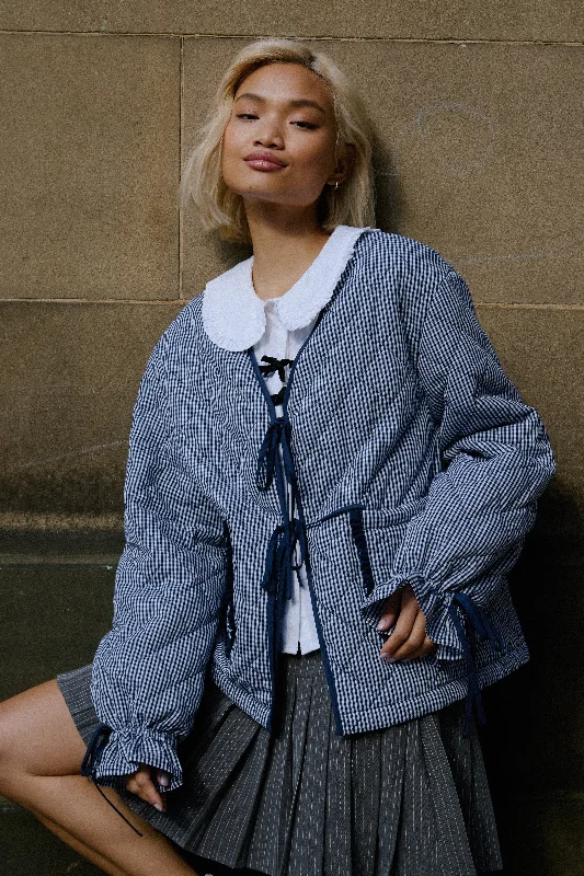 Tillie Check Print Quilted Overcoat