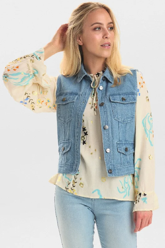 NUJENNA WAISTCOAT - Light Blue Denim