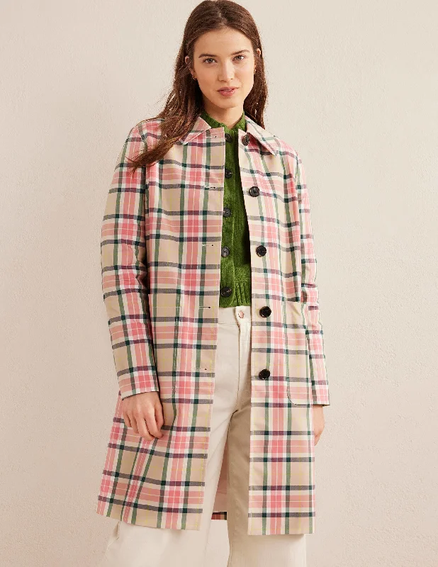 Collared Check Cotton Coat-Check