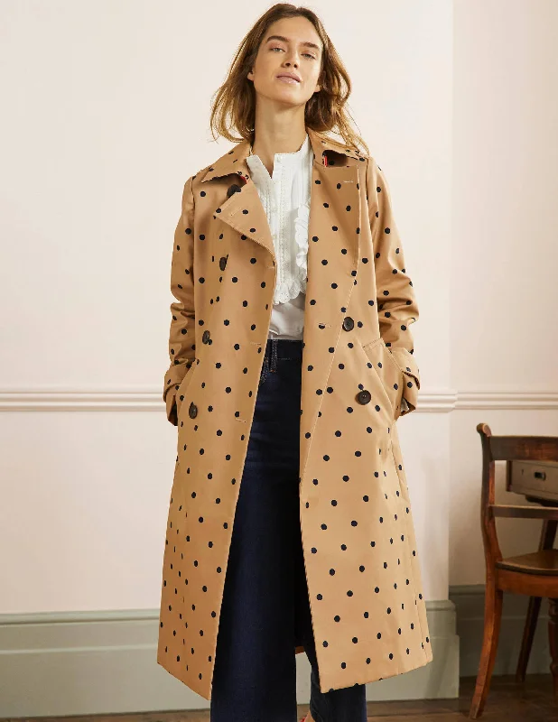 Printed Cotton Trench Coat-Ground Ginger, Spot