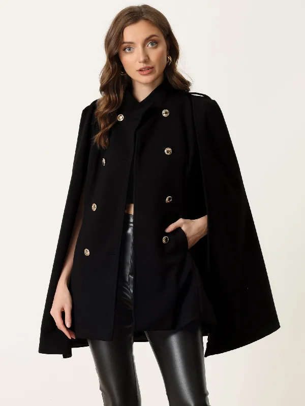 Winter Slit Sleeve Double Breasted Cloak Cape Coat