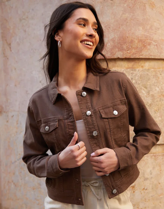Women's Chocolate Stretch Denim Jacket