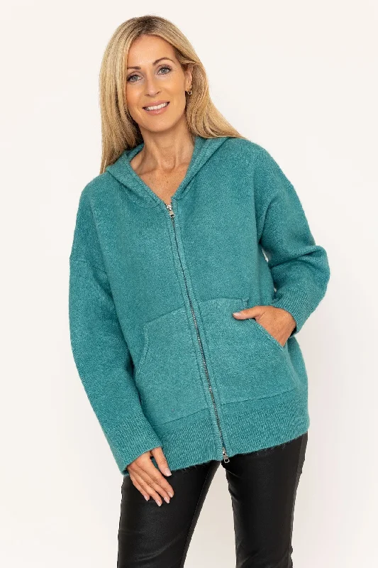 Green Zip Knit Hoodie Jacket