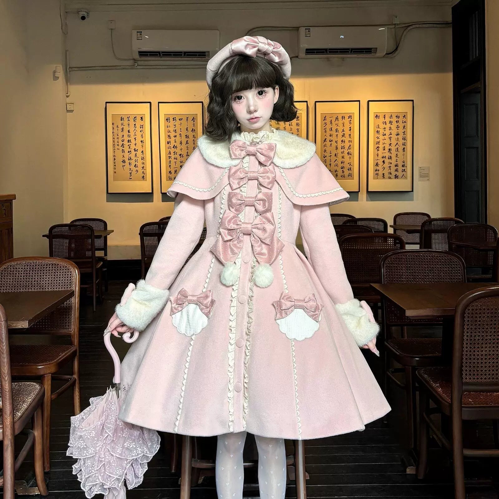 Sakurahime~Sweet Cookie~Sweet Lolita Coat Detachable Cape Pastel Outwear