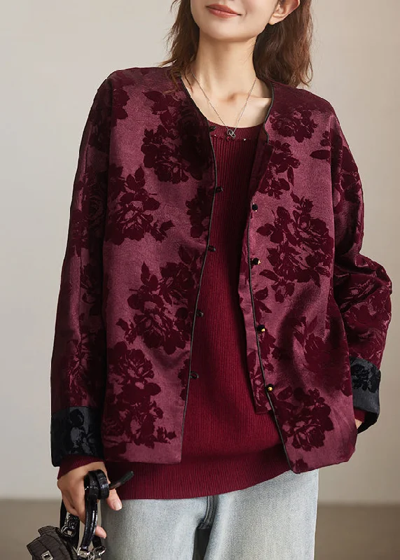 Vintage Purple O-Neck Patchwork Coats Spring