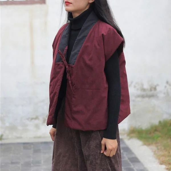 Women Vintage Belt Vests Coats Patchwork Chinese Style Women Cloths Soft Vests Coats Women Vintage Belt Vests Coats Patchwork Chinese Style Women Cloths Soft Vests Coats