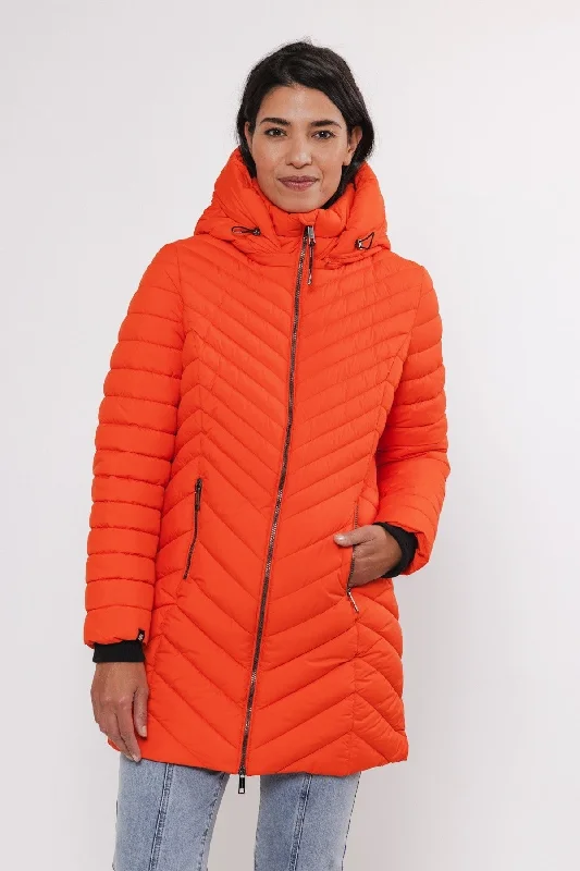 Orange Padded Coat With Detachable Hood