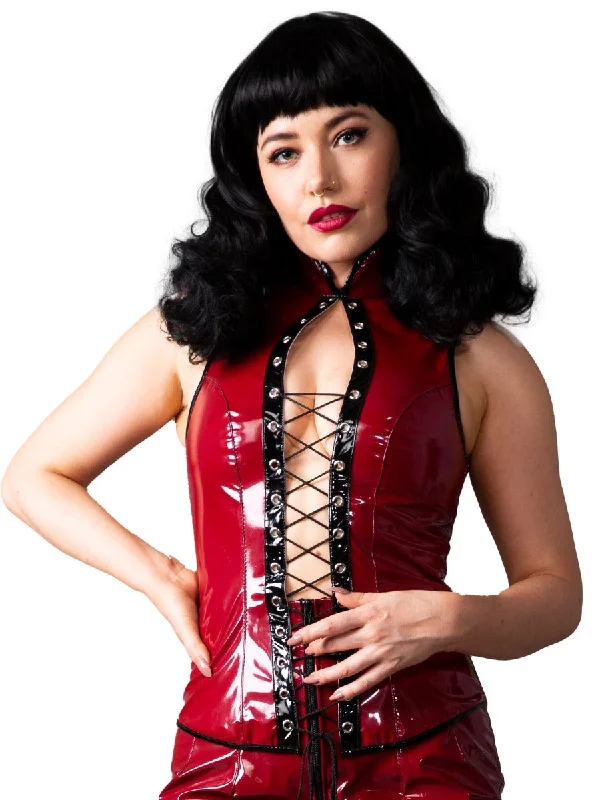 Sangria PVC Lace-Up Top