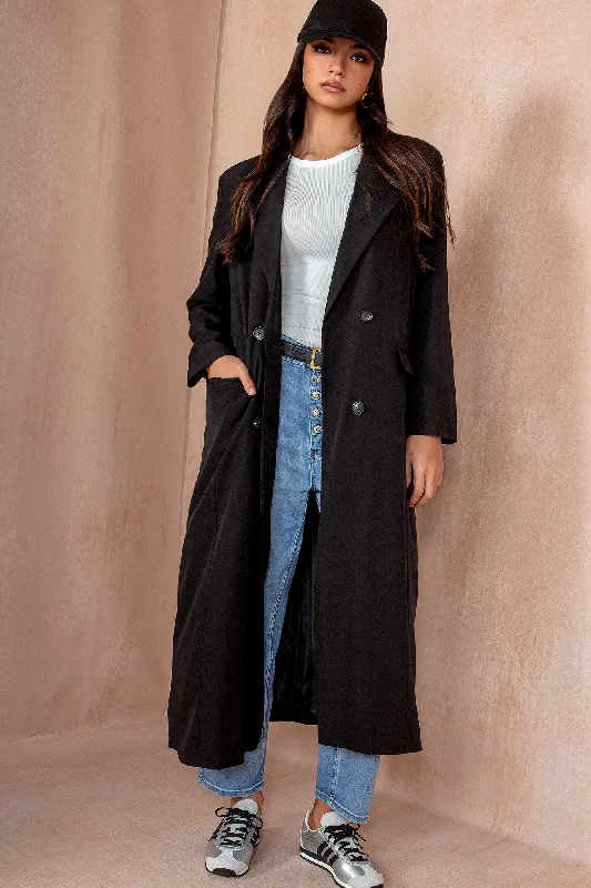 Florencia Black Double Breasted Coat