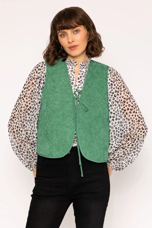 Green Cord Quilted Gilet