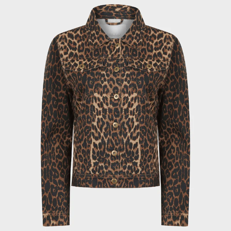 Ladies Leopard Denim Jacket