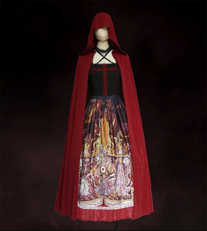 MILU ORIG~Gothic Lolita Long Cloak with Hat Multicolors