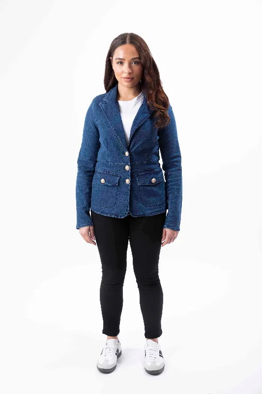 Military Style Blue Denim Jacket