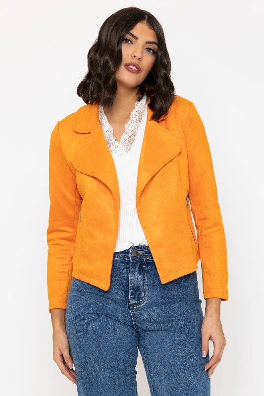 Orange Suede Cover Up Jacket