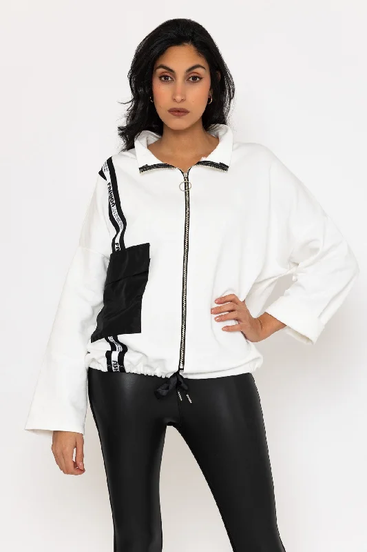 Black and White Zip up Jacket with Pocket