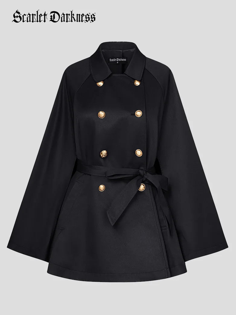 Double Breasted Overcoat Poncho Peacoat with Pocket