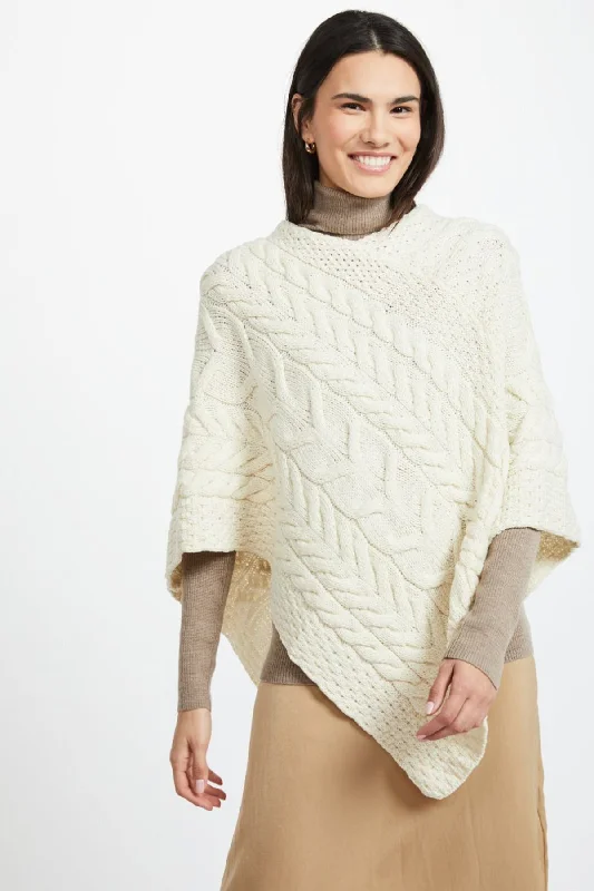 Women's Super Soft Merino Wool Poncho in Cream
