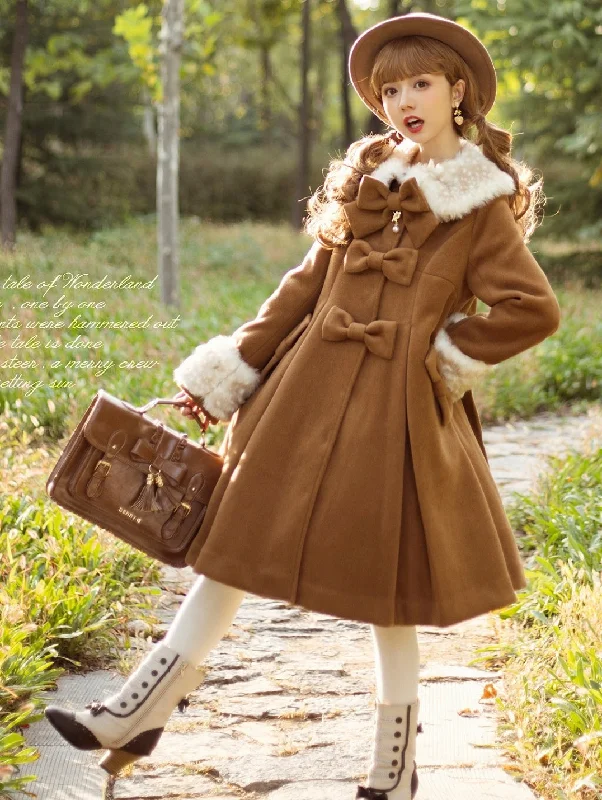 Unideer~Winter Lolita Coat Wool Bow Overcoat