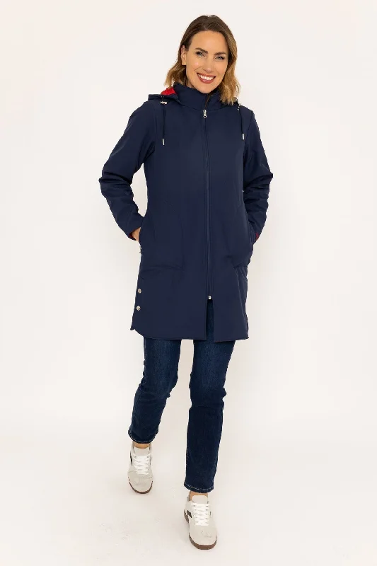 Hooded Soft Shell Rain Jacket in Navy