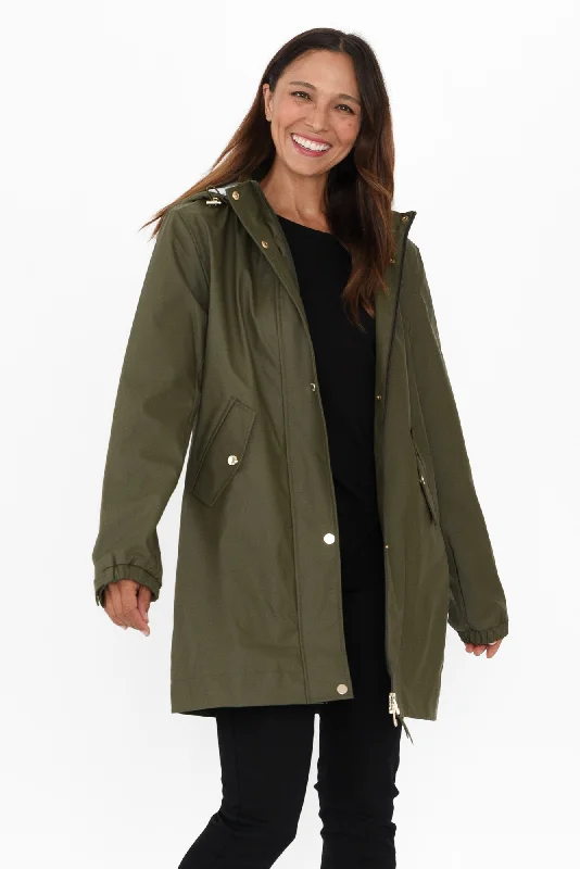 Anika Khaki Hooded Raincoat