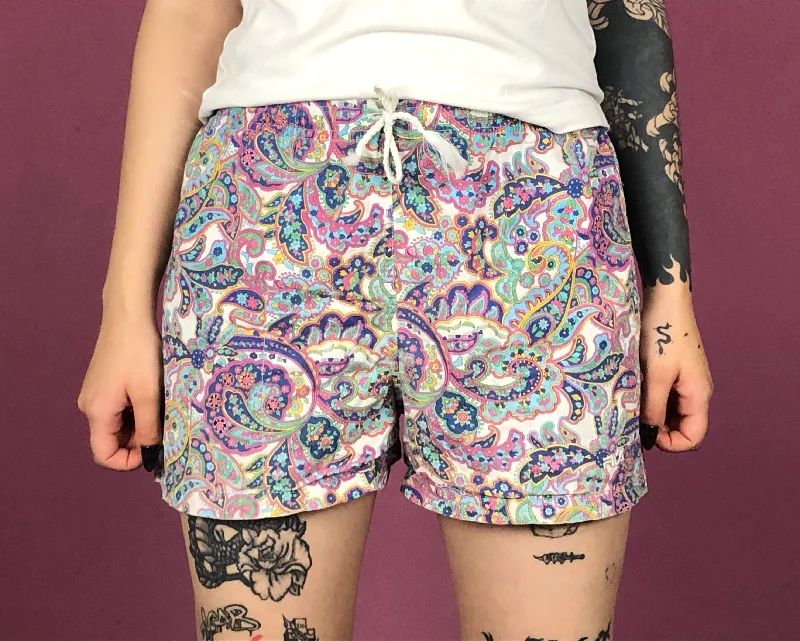Fila Vintage Women's Swim Paisley Pattern Shorts - XL Multicolor Cotton Blend