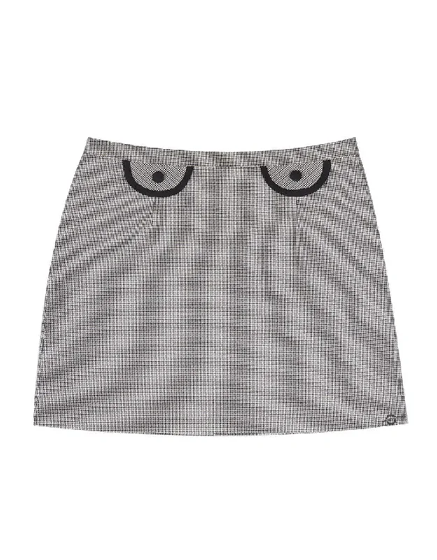 60'S Grey and Black Houndstooth Skirt Women