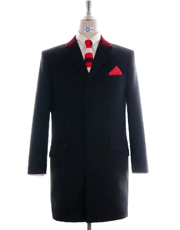 Retro Mod Style Navy Blue Womens Long Wool Coat