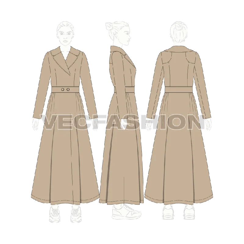 Women's Long Coat with Big Collar