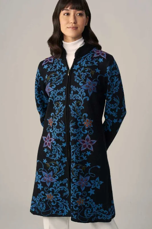 Alpaca Blend Coat with Embroidery - Zipped