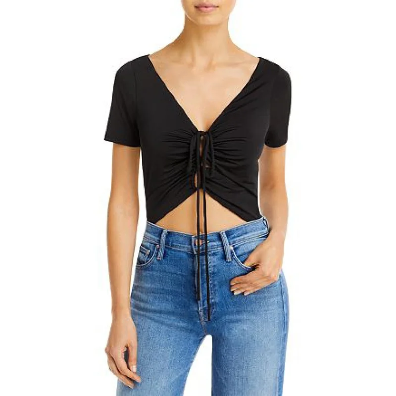 WAYF Womens Cut-Out Tie Front Bodysuit