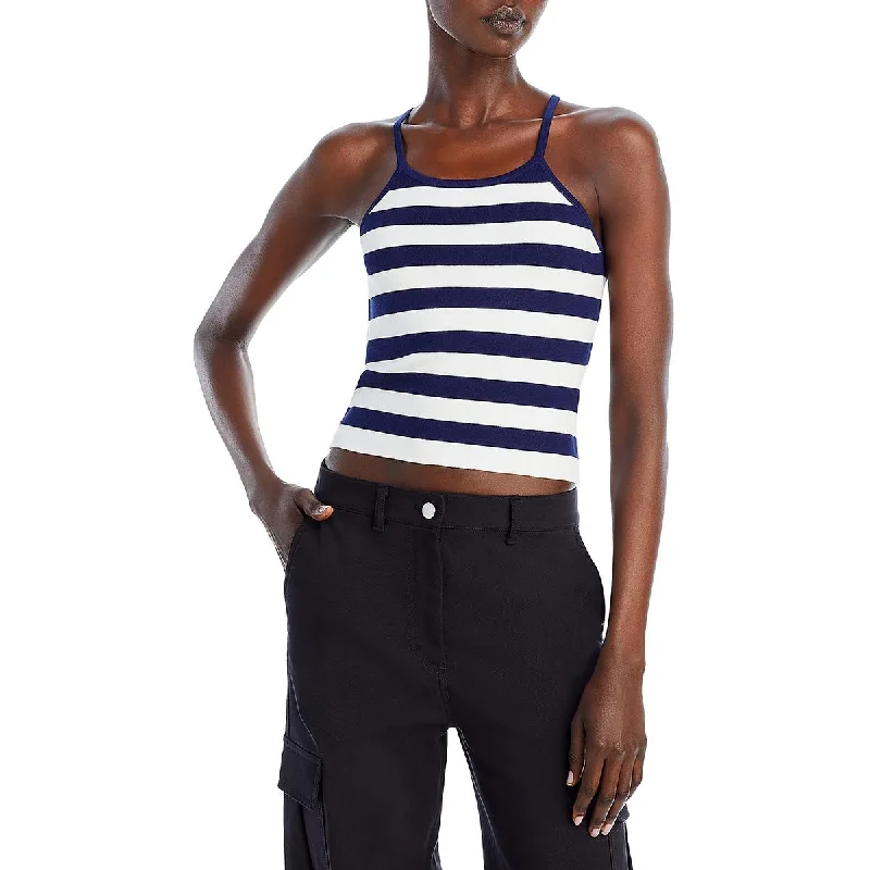 Aqua Womens Cropped Striped Pullover Top