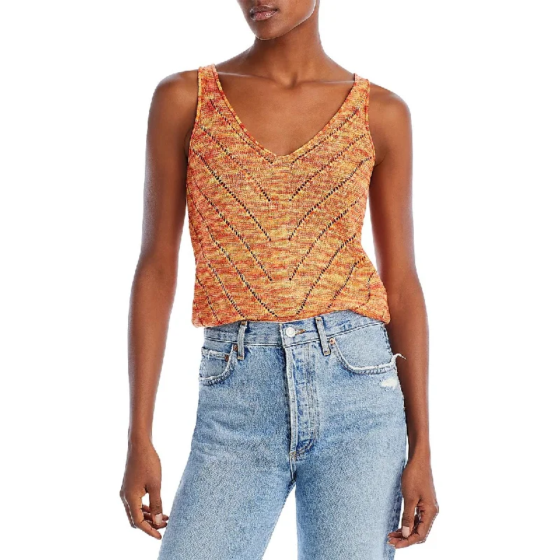 Aqua Womens Knit V-Neck Pullover Top