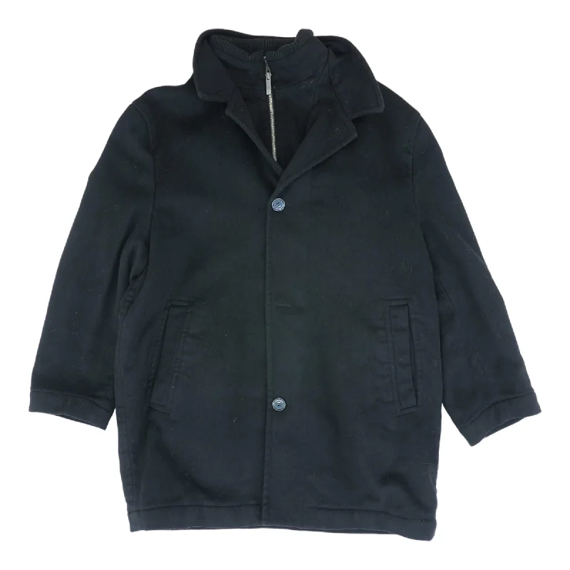 Black Solid Topcoat Coat