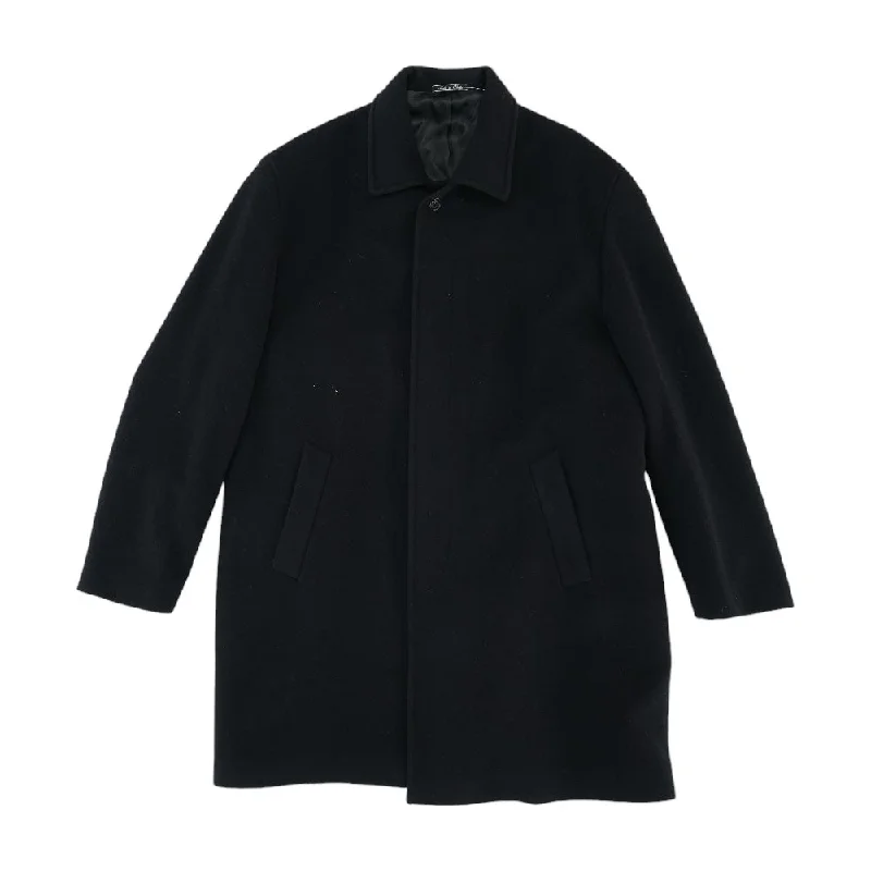 Black Solid Topcoat Coat