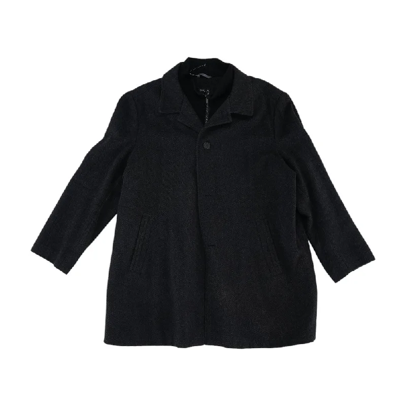 Black Solid Topcoat Coat