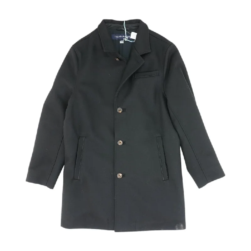 Black Solid Topcoat Coat