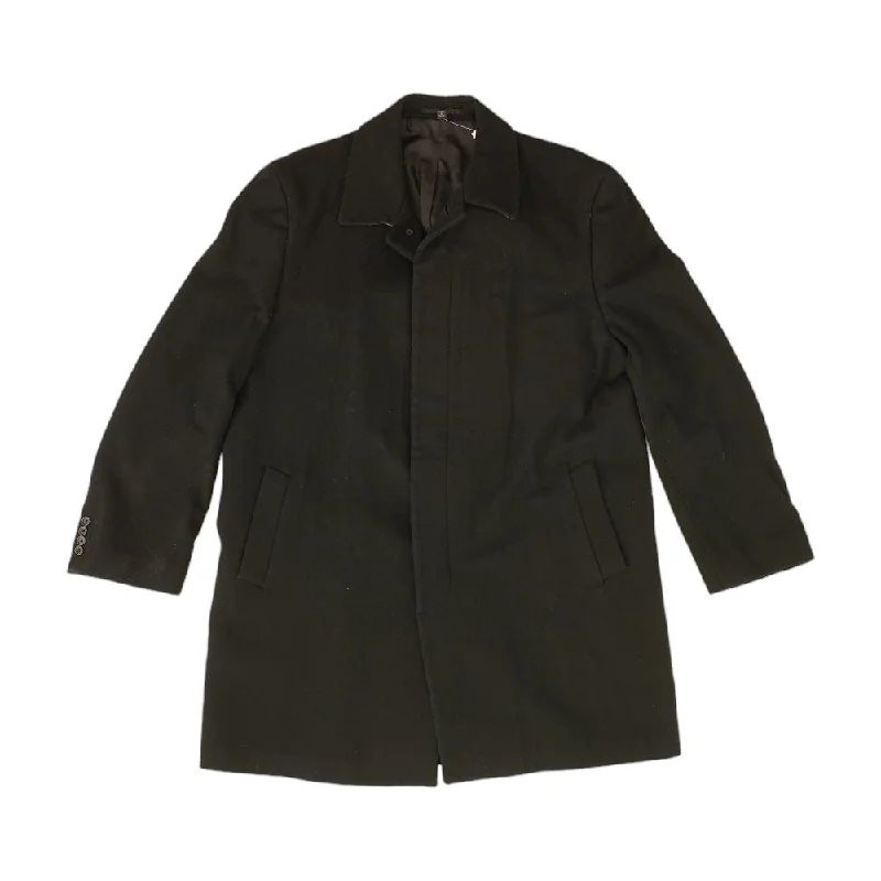 Black Solid Topcoat Coat