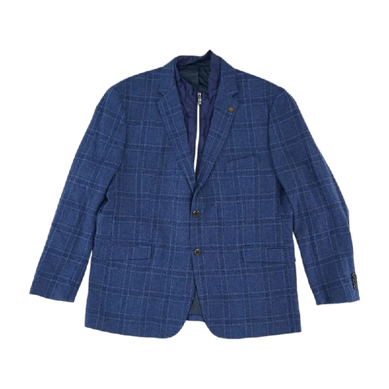 Blue Plaid Peacoat Coat