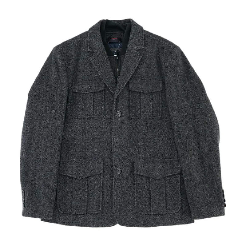 Charcoal Solid Peacoat Coat