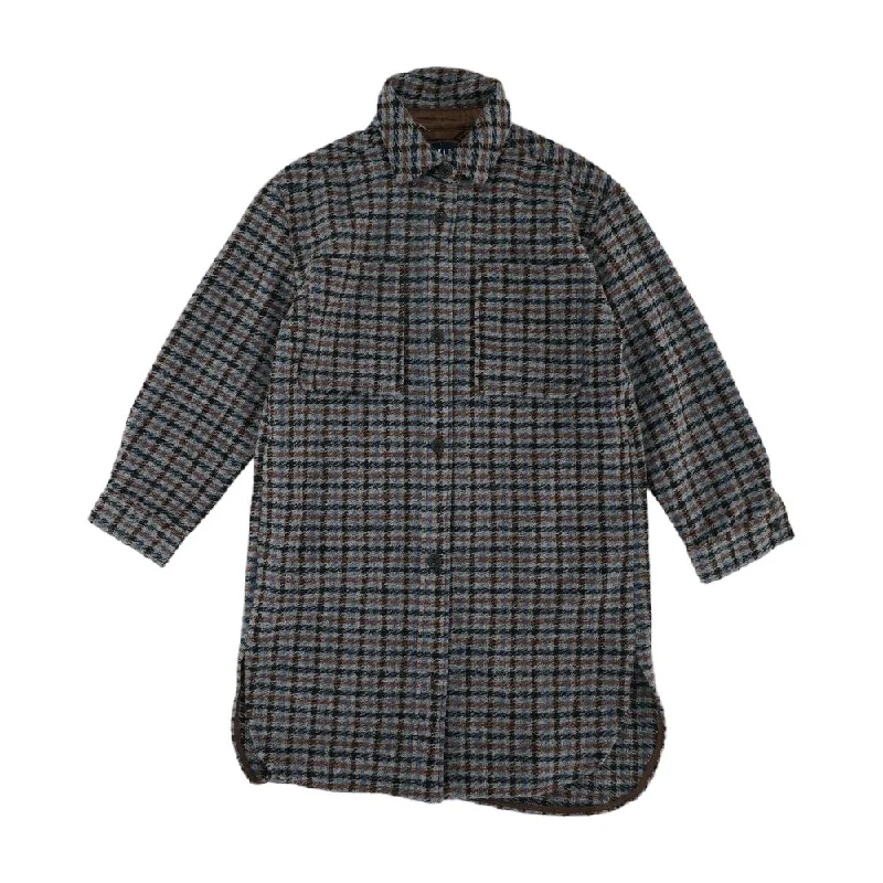 Gray Houndstooth Topcoat Coat