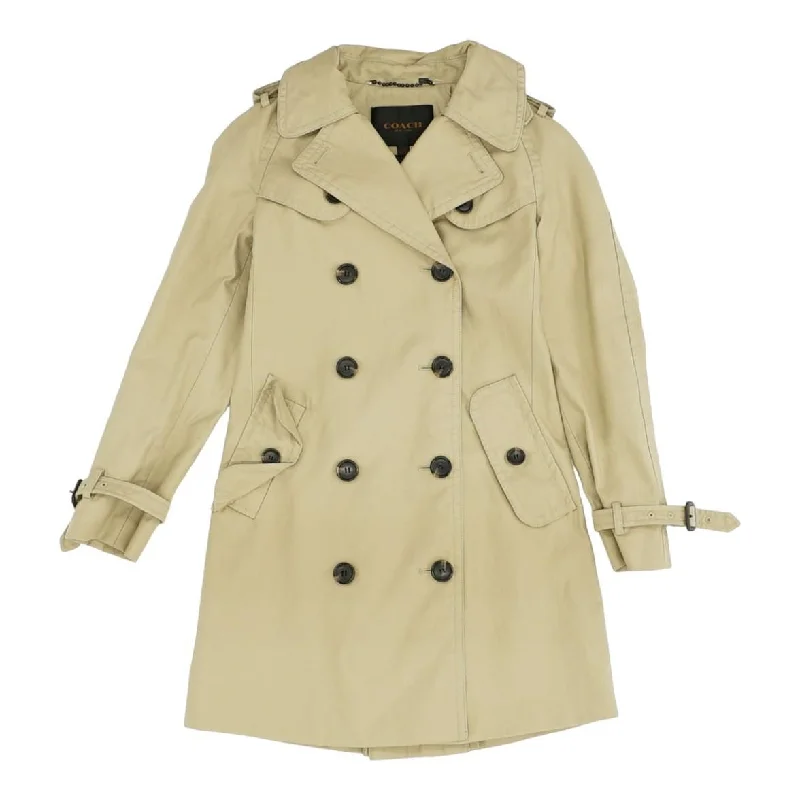 Khaki Solid Peacoat Coat
