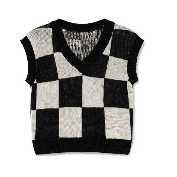 Little Creative Factory Check Tribal Knit Waiscoat