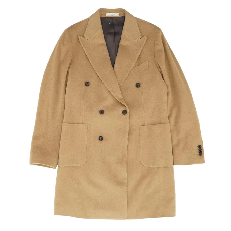 Tan Solid Camel Topcoat Coat