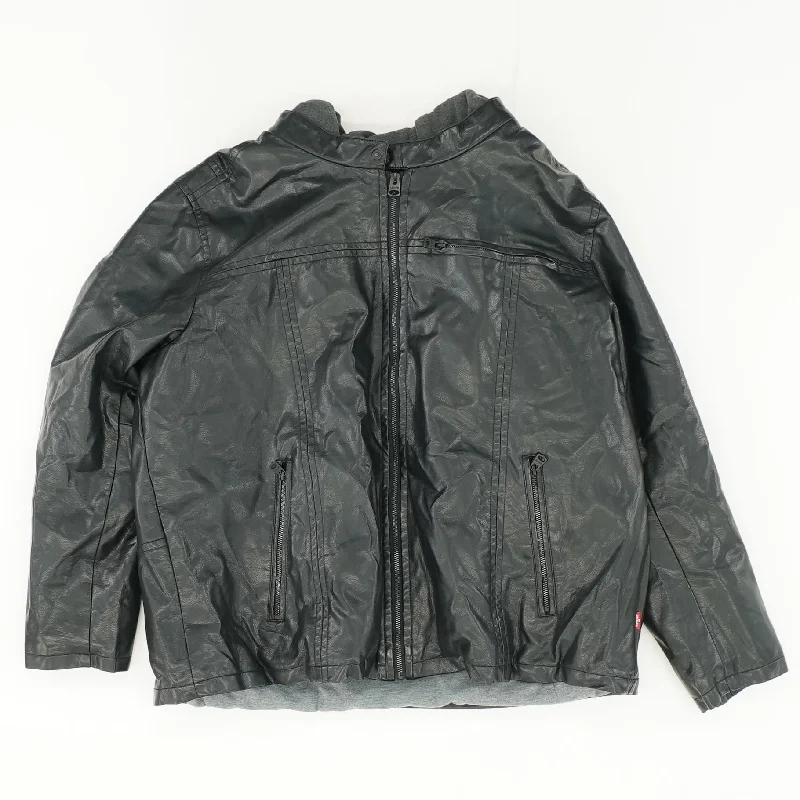 Black Faux Leather Coat