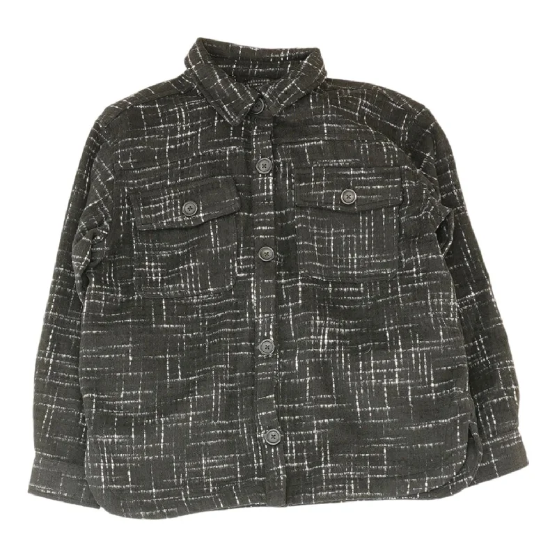 Black Graphic Peacoat Coat