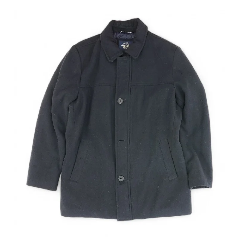 Black Solid Topcoat Coat